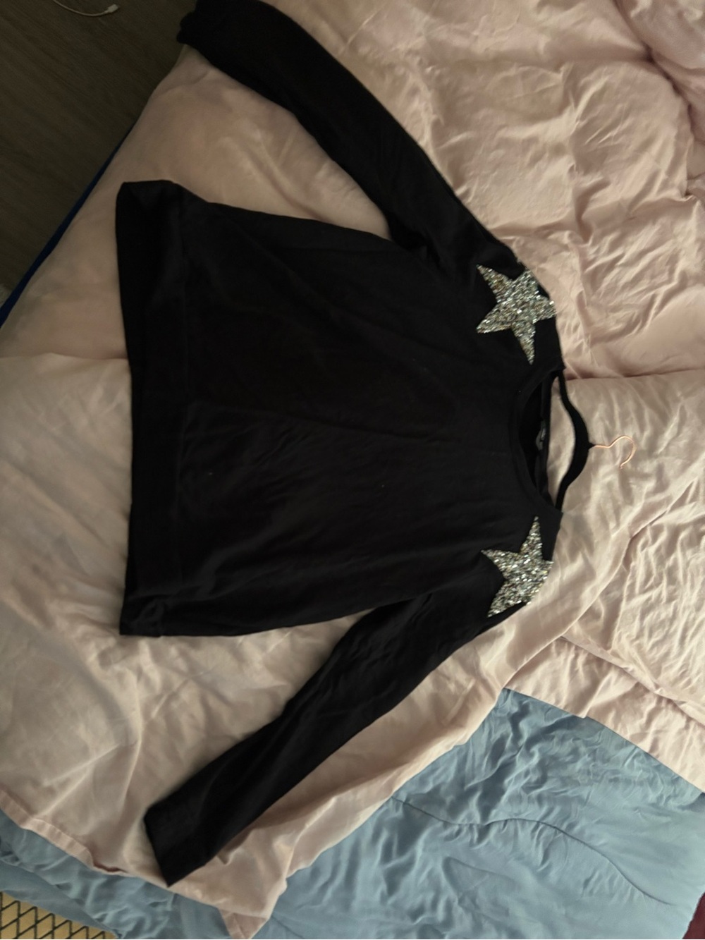 Inc. Black Long-Sleeve Star Embellished Women’s Top